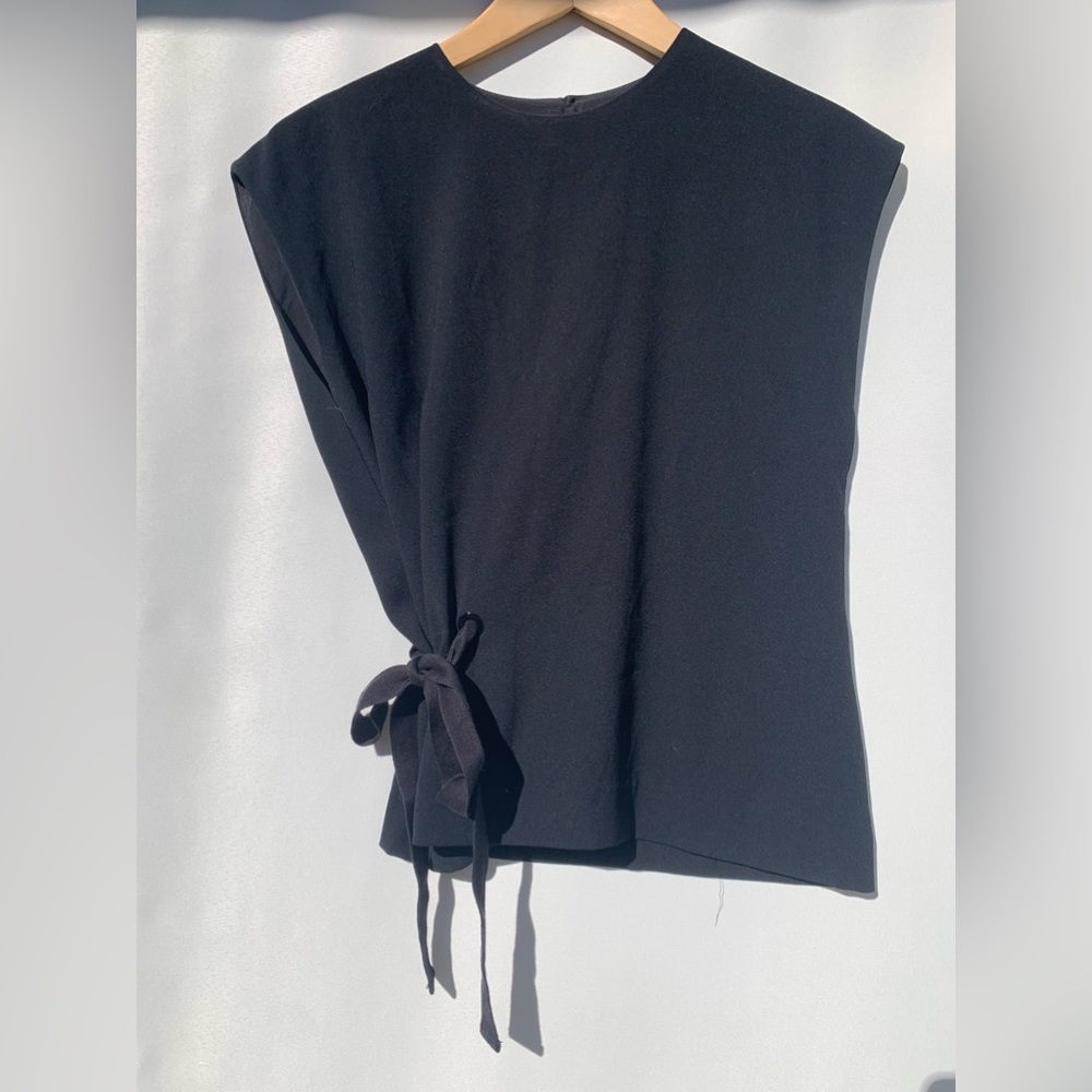 Rag & bone black formal avant garde side tie grommet sleeveless blouse Sz XS